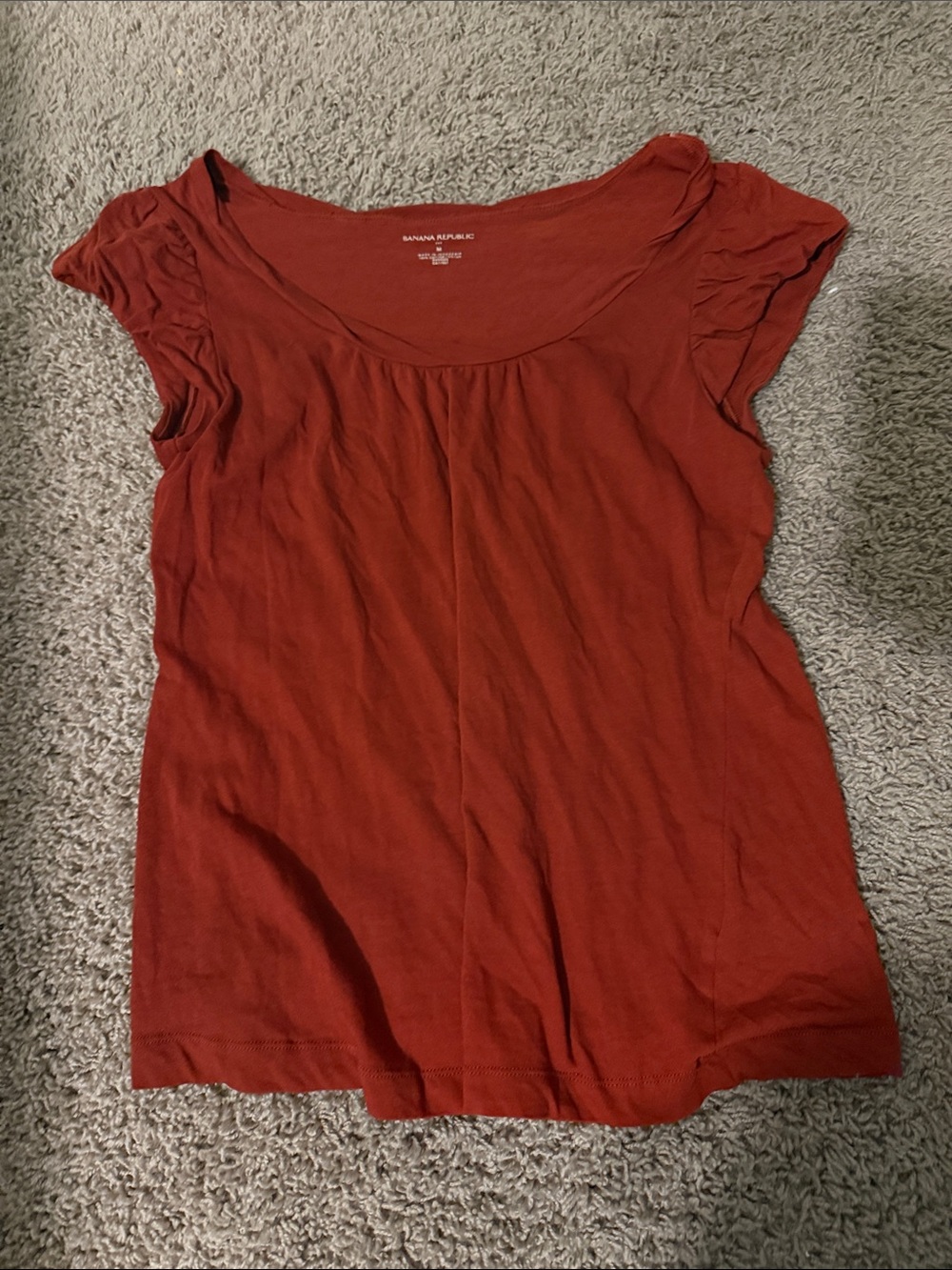 Banana Republic Short Sleeve Scoop Neck Top - Rust Orange